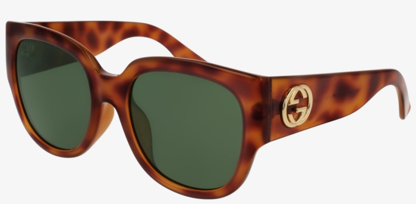 Gg0142sa-002 Avana Sunglasses / Green Lenses - Gucci 0053 Square Sunglasses, transparent png #4366627