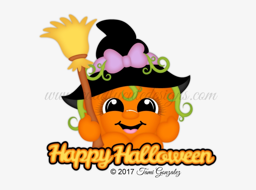 Pumpkin Witch Cutie - Pumpkins Cute Cartoon Png, transparent png #4366674