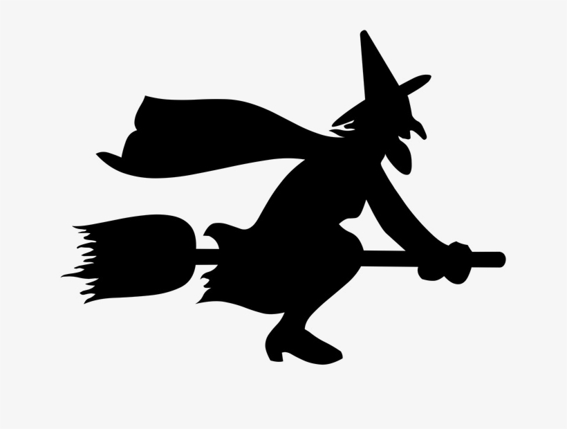 Halloween Witch Png Image Background - Witch Riding A Broom Silhouette, transparent png #4366725