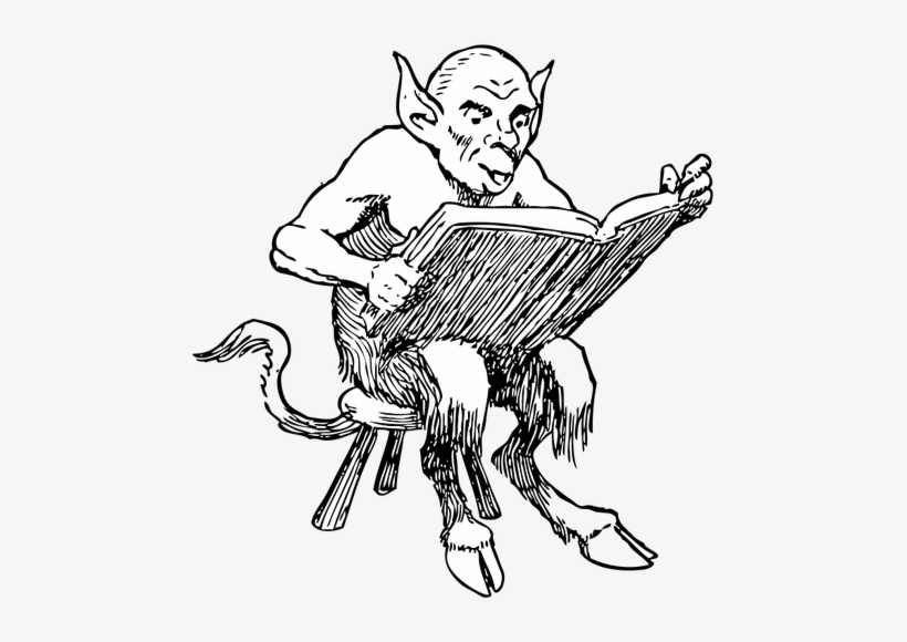 Banner Stock Devil Horns At Getdrawings - Devil Reading A Book, transparent png #4366987
