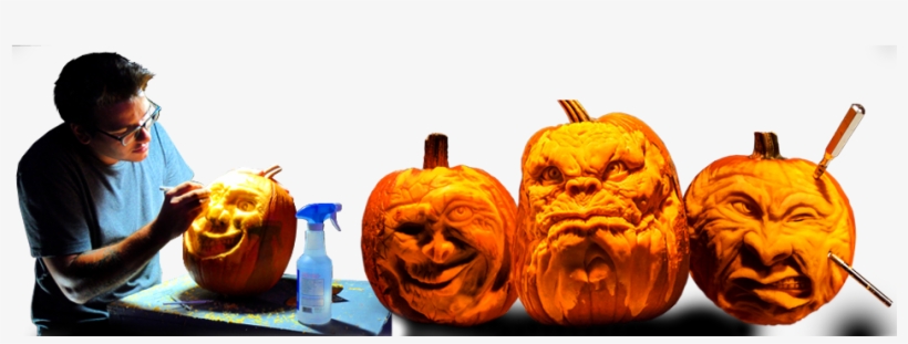 Artist Carving Pumpkin - Pumpkin, transparent png #4368872