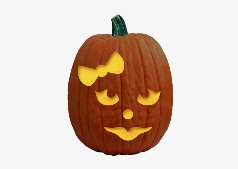 Pumpkin Carving Patterns - Easy Girl Pumpkin Carving, transparent png #4368927