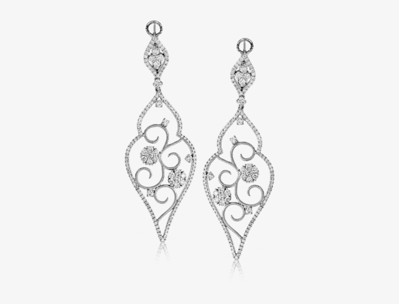 18kw Diamond Filigree Earrings - Earrings White, transparent png #4370365