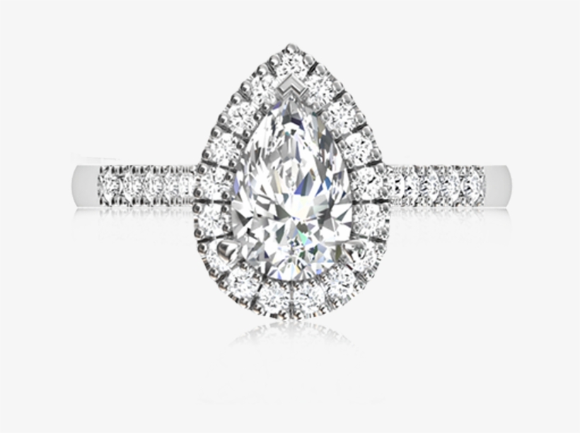 Pear Halo Diamond Ring - Halo Round Diamond Ring, transparent png #4370849