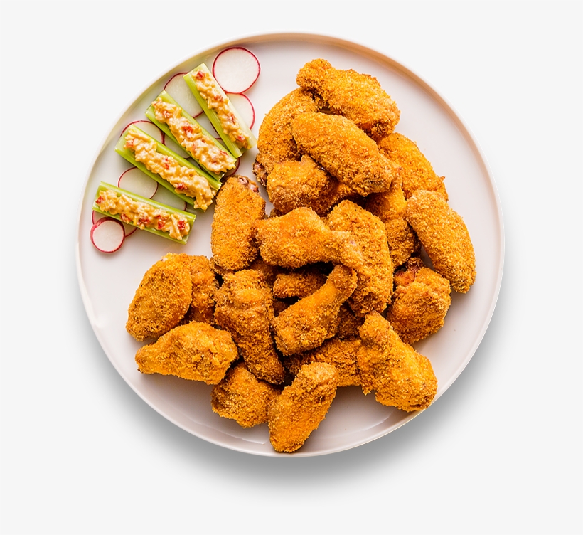 Oven Fried Chicken Wings - Fried Chicken Png Top View, transparent png #4371264