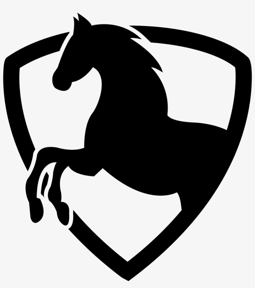 Black Horse Part In A Shield Outline Comments - Desenhos De Cavalos Preto, transparent png #4371691