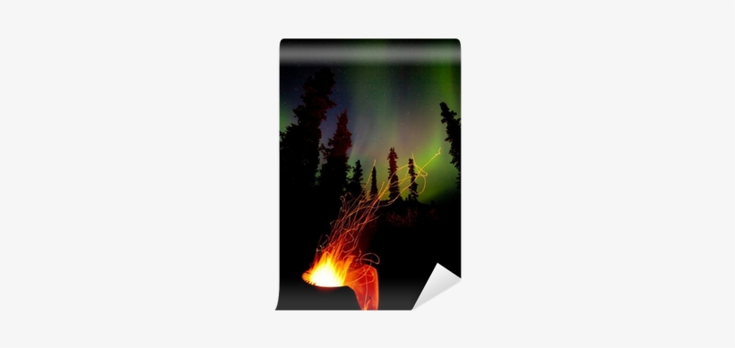 Taiga Firepit Camp Fire Sparks And Northern Lights - Campfire, transparent png #4372241