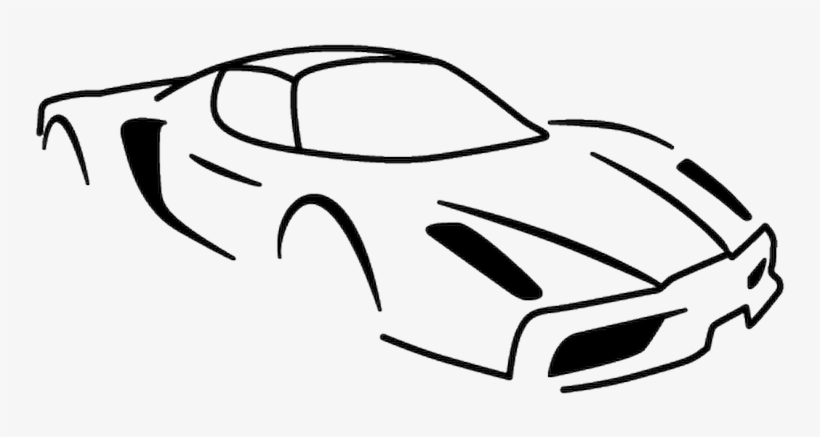 Ferrari Enzo Silhouette Decal - Race Car Transparent Png Black And White, transparent png #4372339