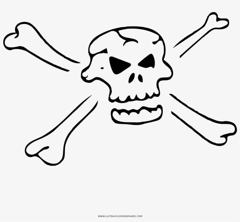 Skull And Crossbones Coloring Page - Skull, transparent png #4374300
