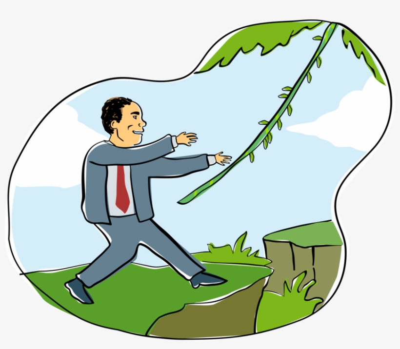 Vector Illustration Of Businessman Grabs Vine In Jungle - Illustration, transparent png #4374382