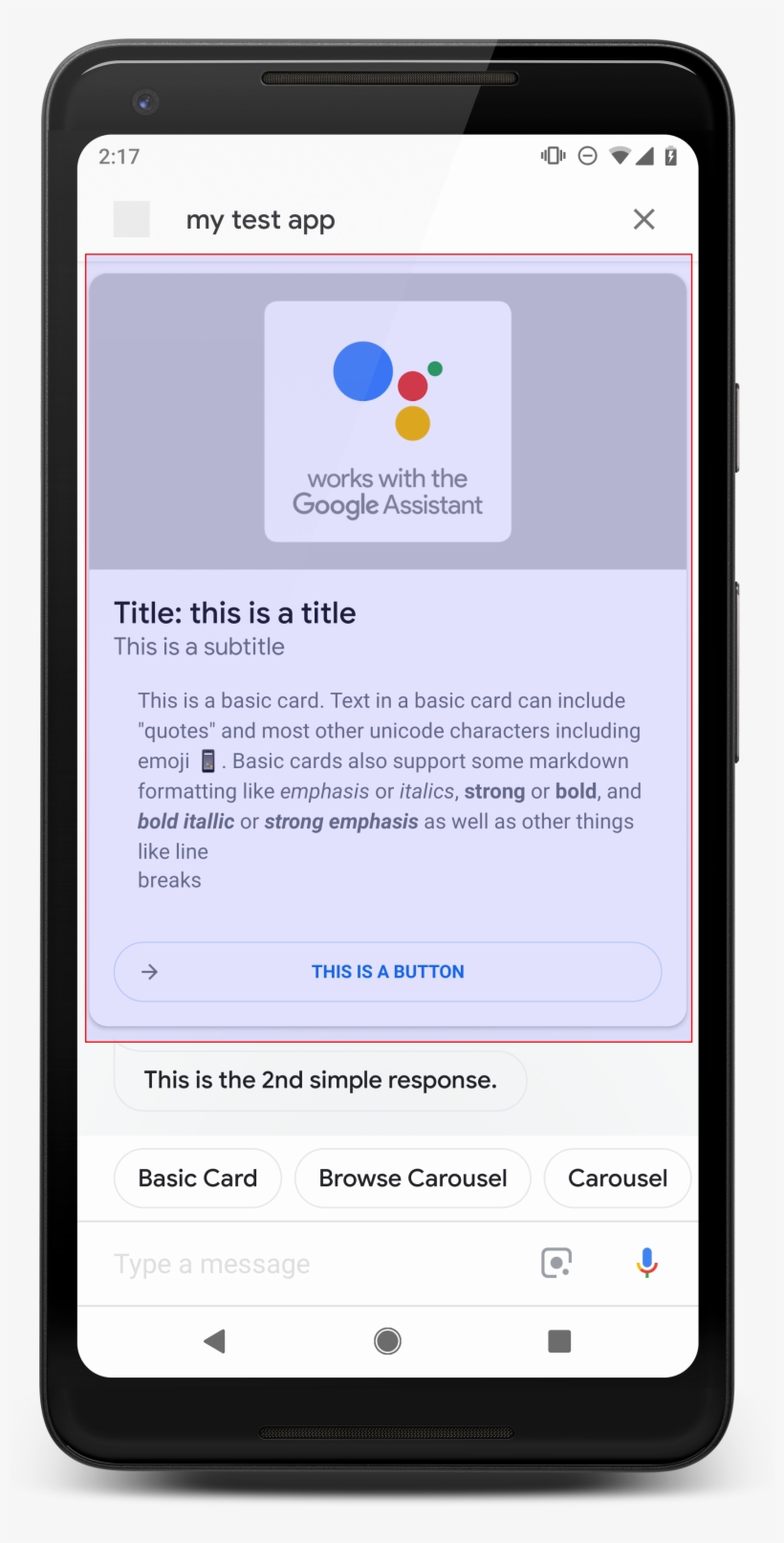 A Basic Card Displays Information That Can Include - Google Assistant, transparent png #4376721