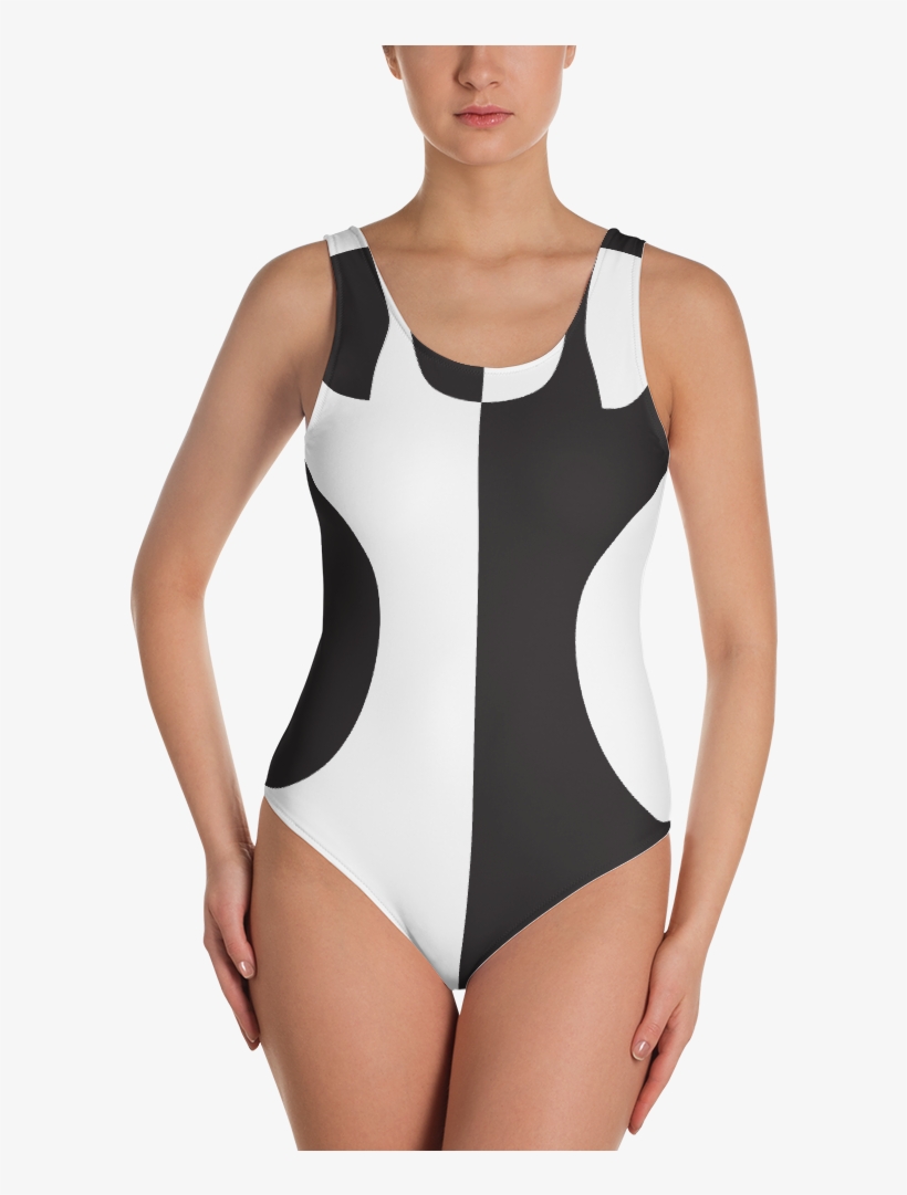 Black And White Circle Design One-piece Swimsuit - Men's One Piece Swimsuit, transparent png #4378302