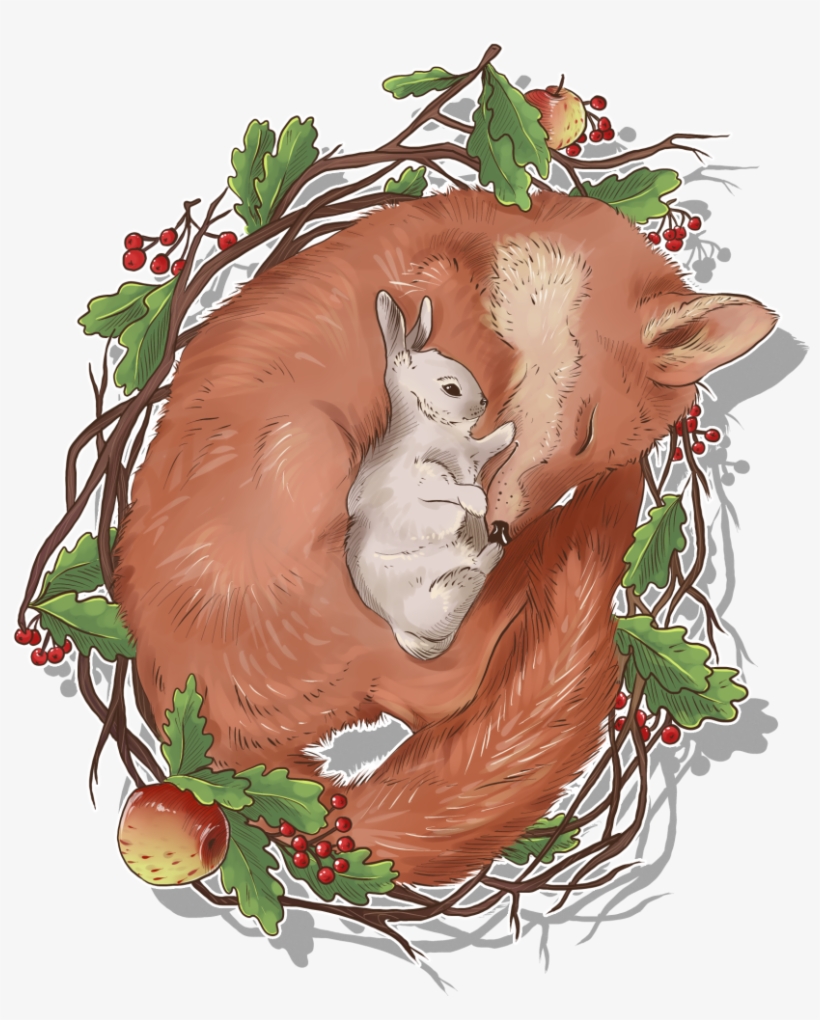 Sleeping Fox Cartoon Transparent - Cartoon, transparent png #4383325