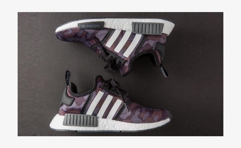 Mens Bape X Adidas Nmd R1 Black Camo Trainer - Bape X Adidas Women, transparent png #4384130