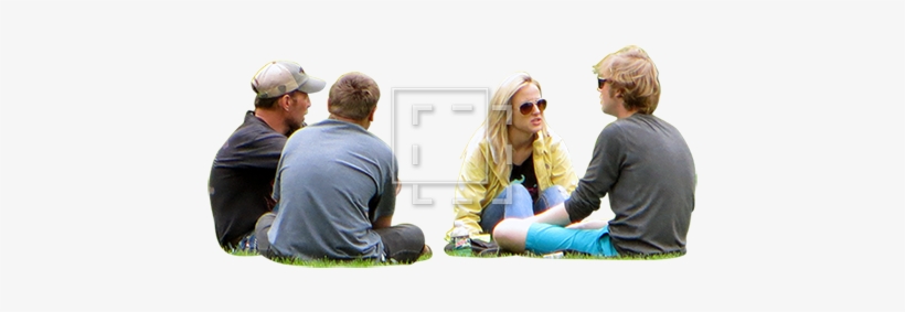 Four People Sitting - People Sitting On Grass, transparent png #4386005