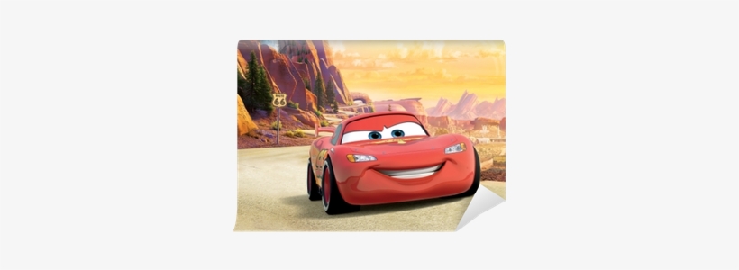 Lightning Mcqueen On The Route 66 Wall Mural Disney - Cars Lightning Mcqueen, transparent png #4388959