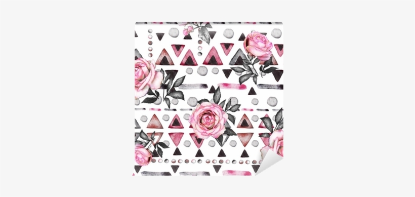 Seamless Pattern With Watercolor Flowers And Textured - Watercolor Painting, transparent png #440961