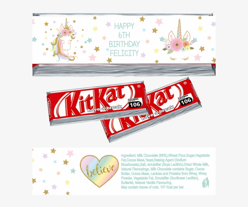 Unicorn Glitter Effect Kitkat Wrappers - Kit Kat, transparent png #444056
