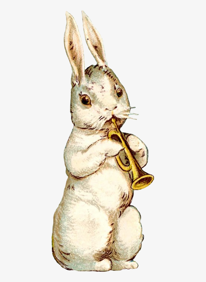 Vintage Easter Musical Bunny Scraps Free Printables - Transparent Background Vintage Animal, transparent png #444597