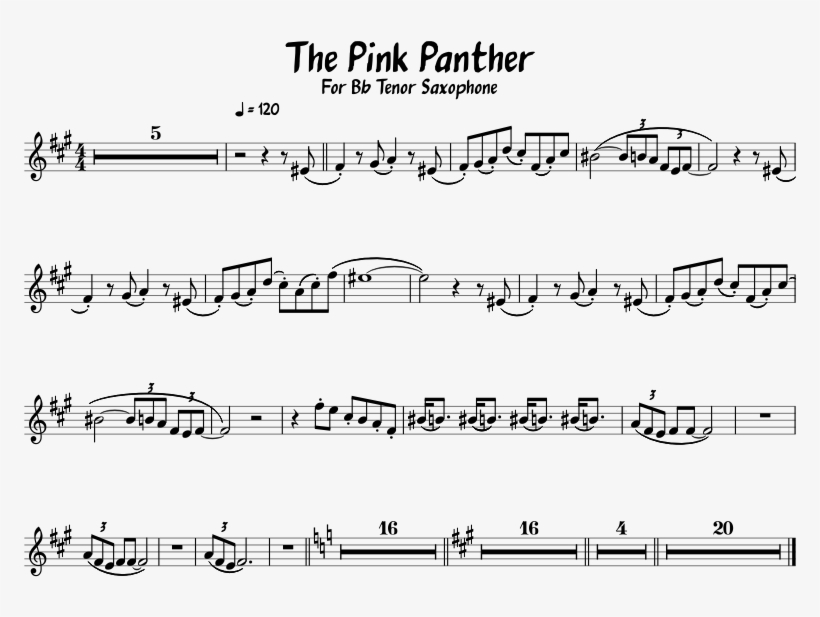 The Pink Panther Sheet Music 1 Of 1 Pages - Trumpet, transparent png #444957