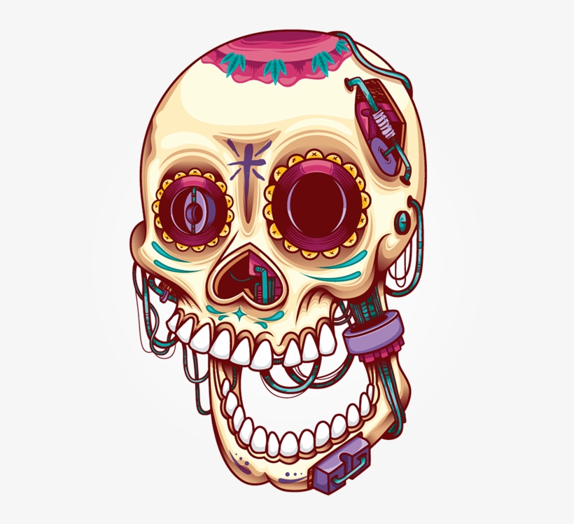 Modern Sugar Skull By Dras Tres Www - Calavera, transparent png #445033