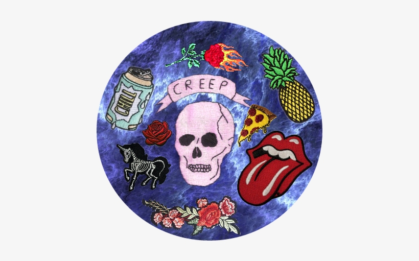 Pencilart Patch Sticker Cute Tumblr Rose Skull Pizza - Pizza, transparent png #445164