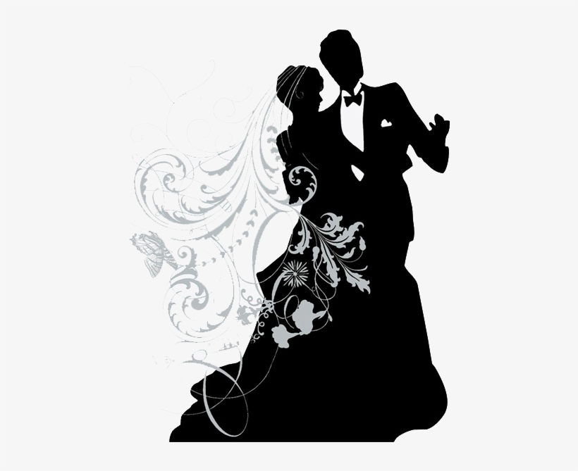 Cut A Silhouette And Stamp The Veil With Swirl Flourish - Wedding Couple Silhouette Png, transparent png #445754