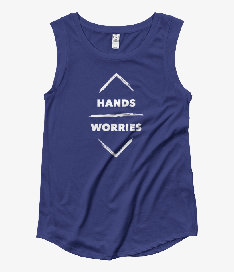 Ladies' Hands Up Worries Down Cap Sleeve Tee - Pretty Lotus Flower Cap Sleeve Tank - Available, transparent png #445873