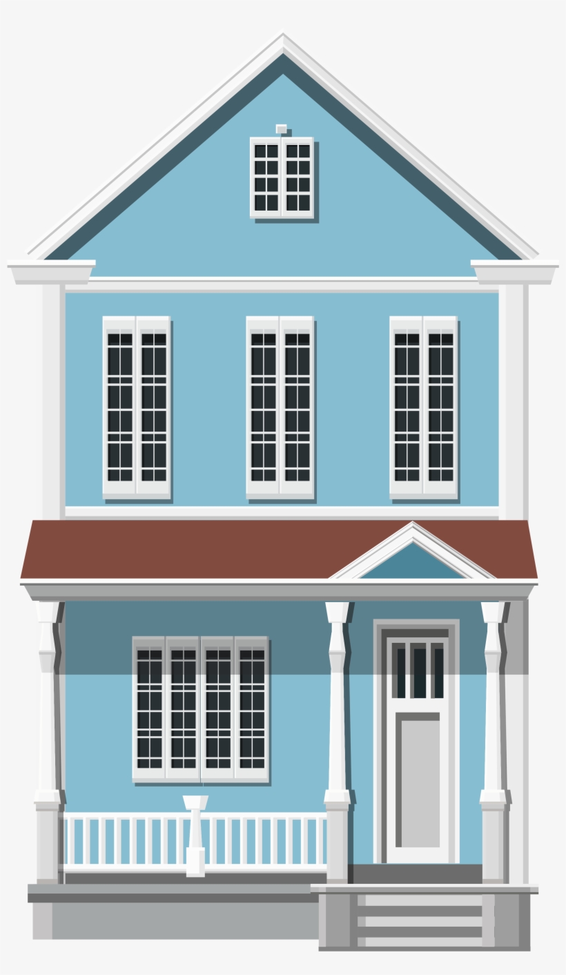 Blue House Png Clip Art - Clip Art, transparent png #445916