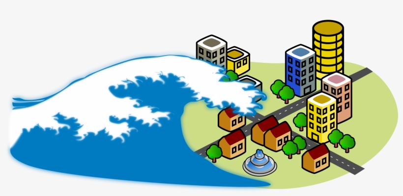 Clip Library Stock Wave Hitting City Big Image Png - Earthquake And Tsunami Clipart, transparent png #445940