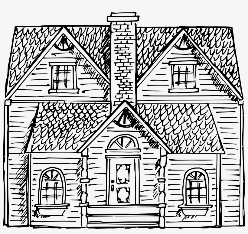 White House Black And White Clip Art - Victorian House Drawing, transparent png #446562