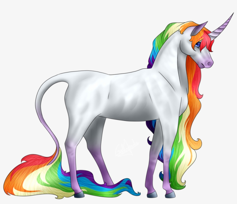Unicornio - Unicorn With Rainbow Mane, transparent png #447831