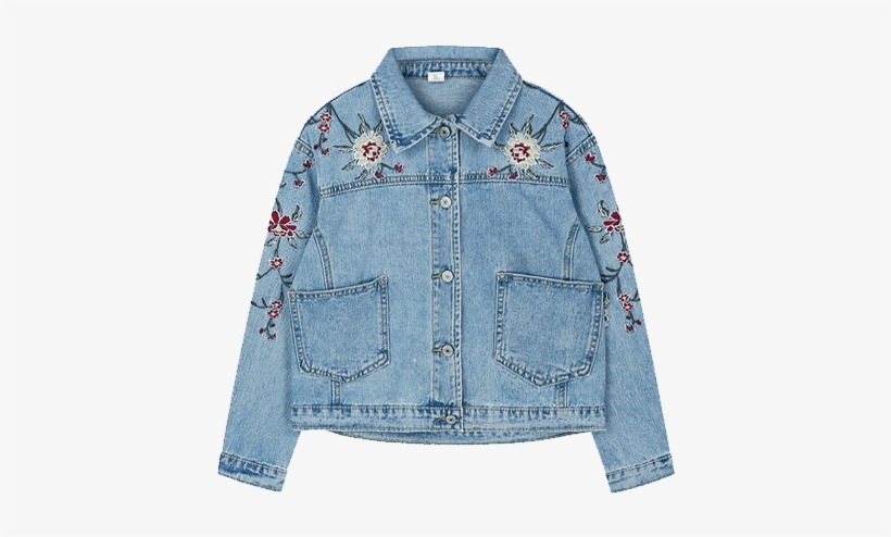 Itgirl Shop Roses Cute Embroidery Denim Jacket Aesthetic - Clothing, transparent png #448721