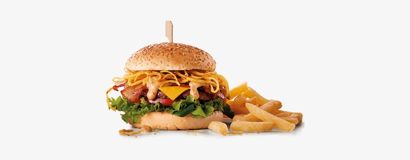 Crispy Stack Burger With Chips - French Fries, transparent png #449106