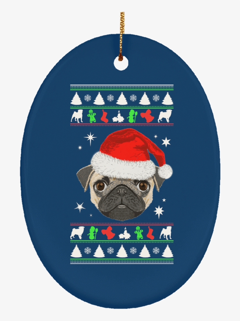 Pug Face Christmas Ornaments - Pug Dog Merry Christmas And Happy New Year T Shirt, transparent png #449584