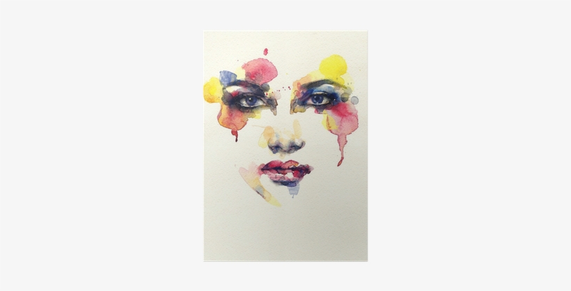 Beautiful Woman Face - Poster: Ismagilova's Beautiful Woman Face. Watercolor, transparent png #449725
