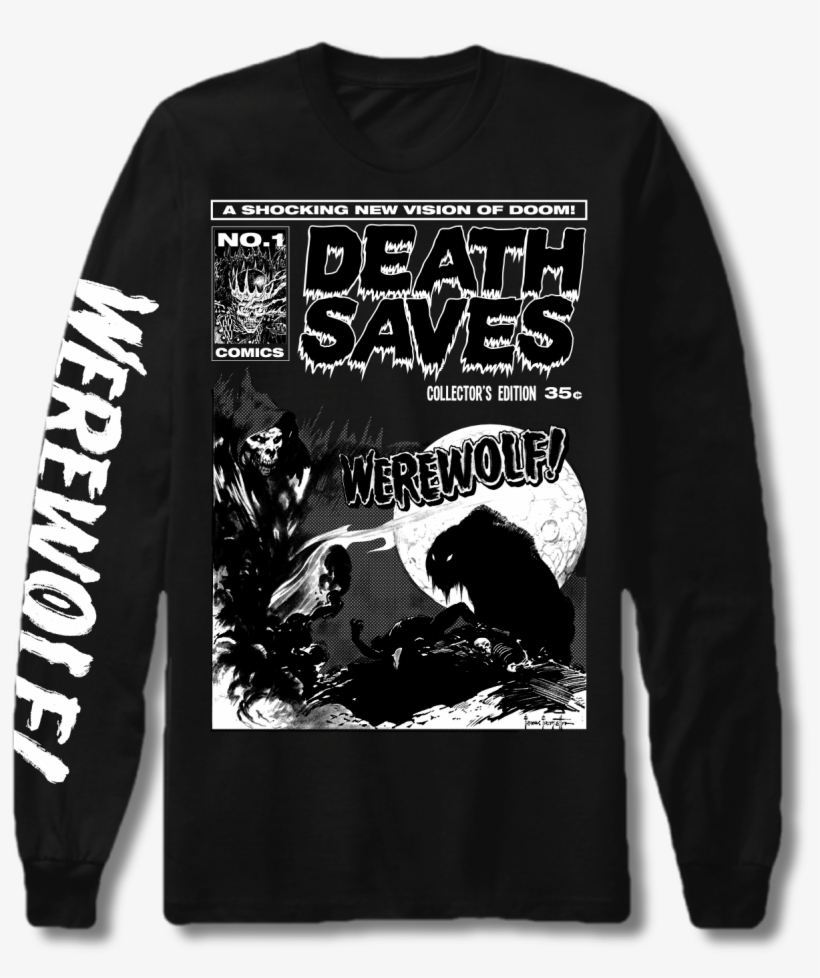 Frazetta Werewolf Black Ls T-shirt - Frank Frazetta Werewolf, transparent png #4406643