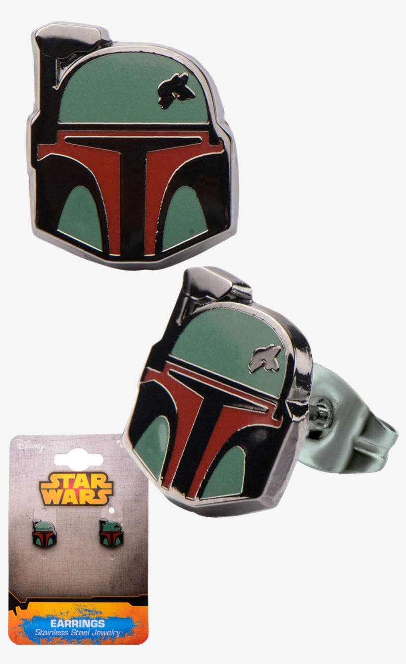 Star Wars Boba Fett Earrings - Star Wars Boba Fett Stud Earrings, transparent png #4408728