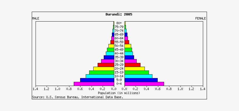 Burundi Population Pyramid 2005 - Poor Country Population Pyramid, transparent png #4410786