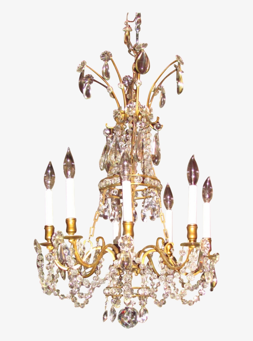 Antique Victorian 8 Light Crystal Chandelier Circa - Chandelier, transparent png #4411773