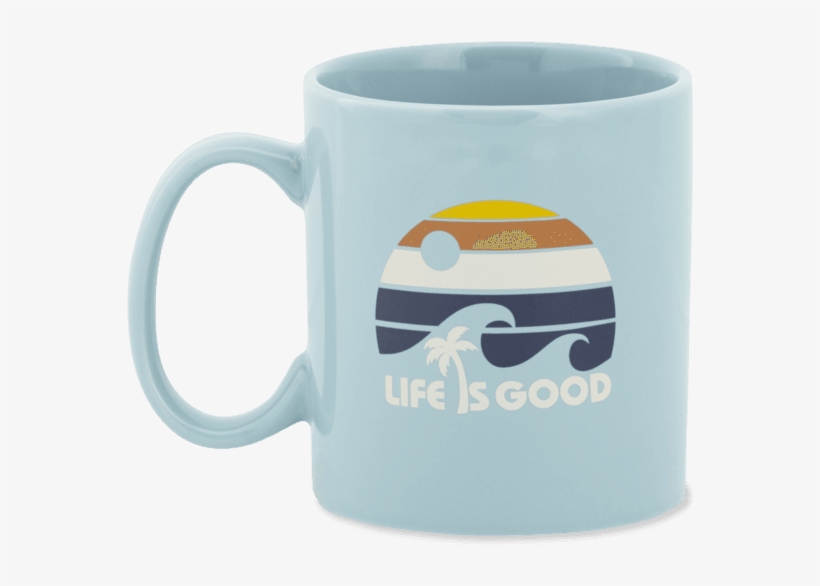 Life Is Good Ocean Waves Palm Tree Jake's Mug, transparent png #4413276