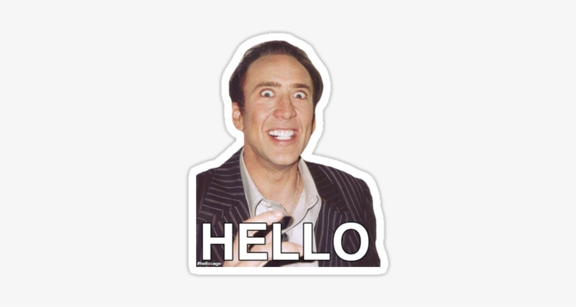 Hello Sticker" Stickers By James Frewin - Nicolas Cage, transparent png #4414306