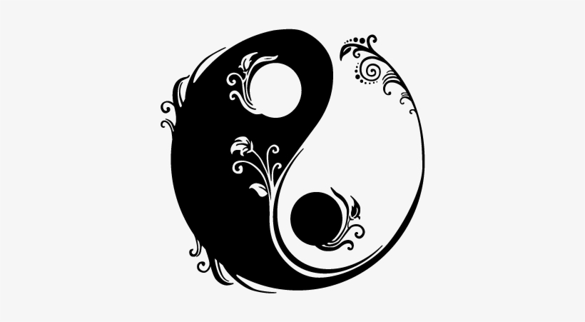 Floral Yin And Yang Sticker - Dibujos De Yin Yang, transparent png #4415131