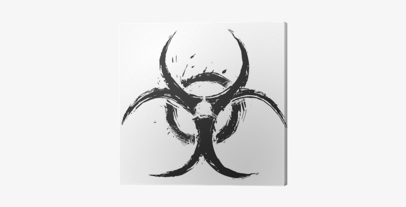 Biohazard Symbol On White Created In Grunge Style Canvas - Pestilence Symbol, transparent png #4415817