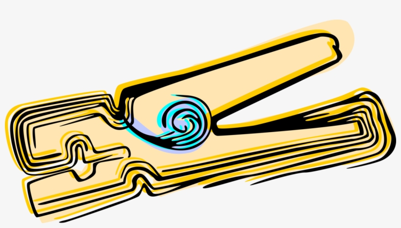 Vector Illustration Of Clothespin Or Clothes-peg Fastener - Clothespin, transparent png #4418387