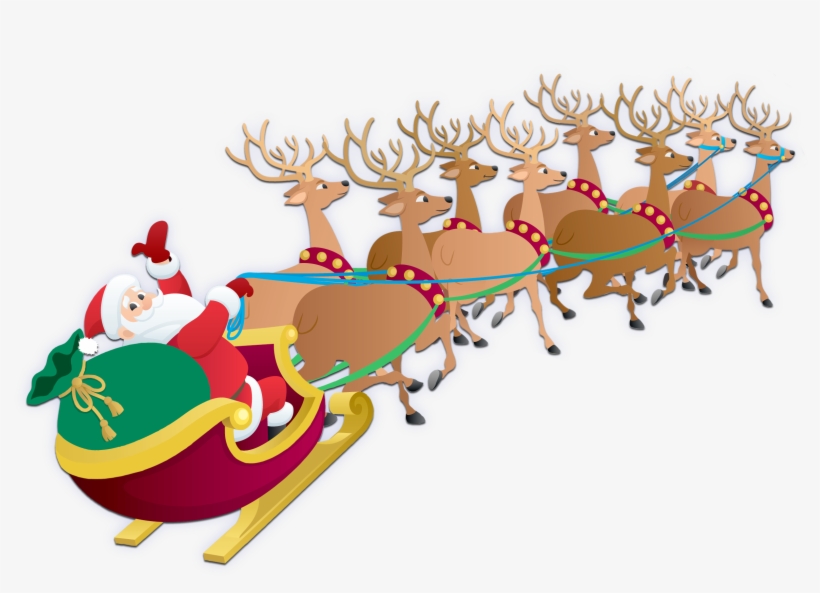 Santa Claus And His Reindeers, transparent png #4422846