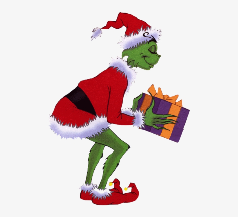 The Grinch Holding A Gift Png Image - Grinch Png, transparent png #4423291