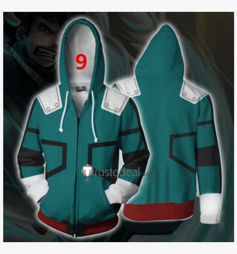 Boku No Hero Academia Hoodies Izuku Katsuki All Might - My Hero Academia Deku Jacket, transparent png #4425712