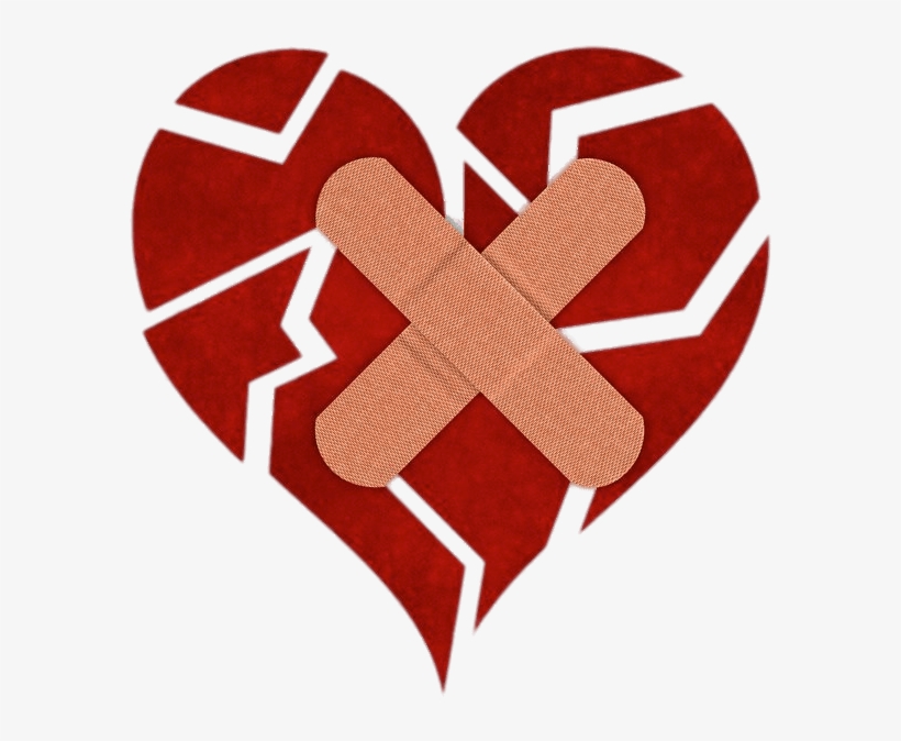 Fragmented Heart With Bandaids - Shattered Heart-- 1 Large, Funny Fridge Magnet, 4x6, transparent png #4425788