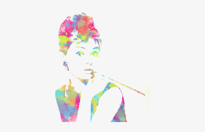 Audrey Hepburn Splatter Watercolor Made In Photoshop - Audrey Hepburn, transparent png #4429559